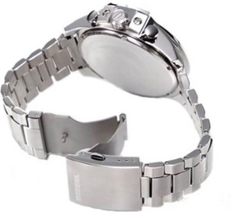 Diesel Mega Chief Chronograph Blue Dial Silver Steel Strap Watch For Men - DZ4465 Buy Now By Diesel