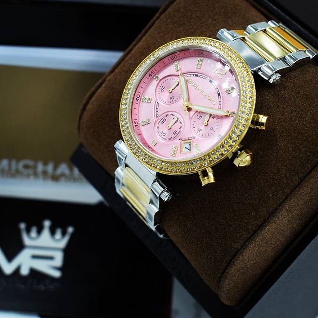 Michael Kors Parker Pink Dial Two Tone Steel Strap Watch for Women - MK6140 Buy Now By Michael Kors