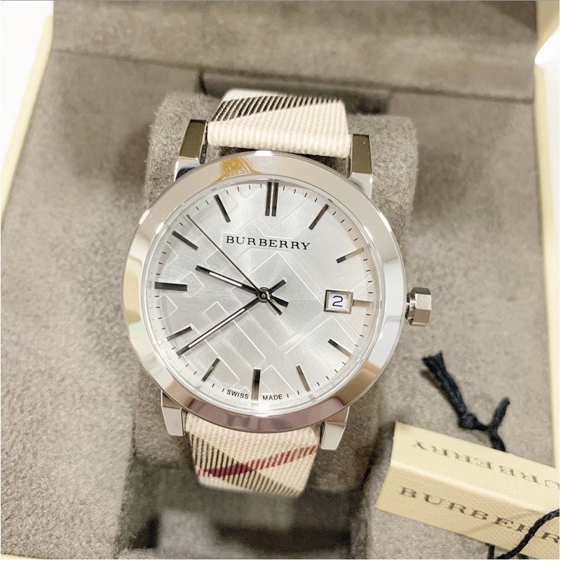 Burberry The City Nova Silver Dial White Leather Strap Watch for Women - BU9022 Buy Now By Burberry