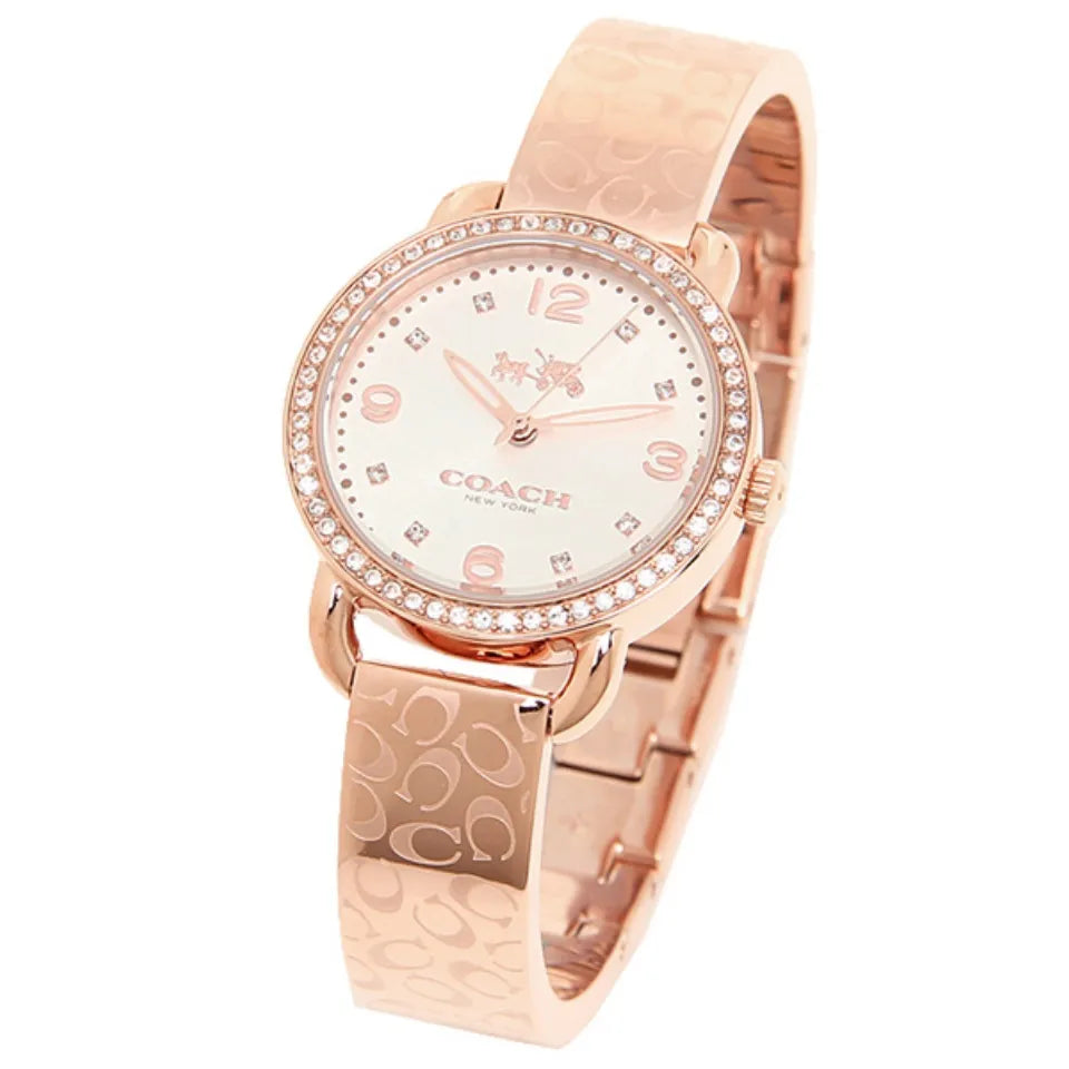 Coach Delancey Silver Dial Rose Gold Steel Strap Watch for Women - 14502355 Buy Now By Coach