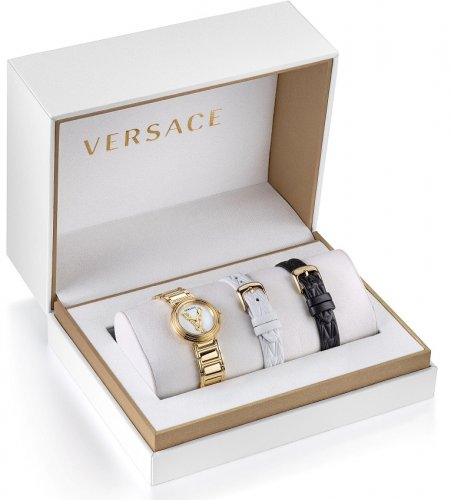 Versace Mini Virtus Quartz White Dial Gold Steel Strap Watch For Men - VET300221 Buy Now By Versace