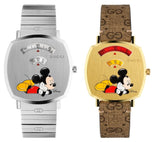 Gucci Grip Disney Mickey Mouse Gold Dial Brown Leather Strap Watch For Women - YA157420 Buy Now By Gucci