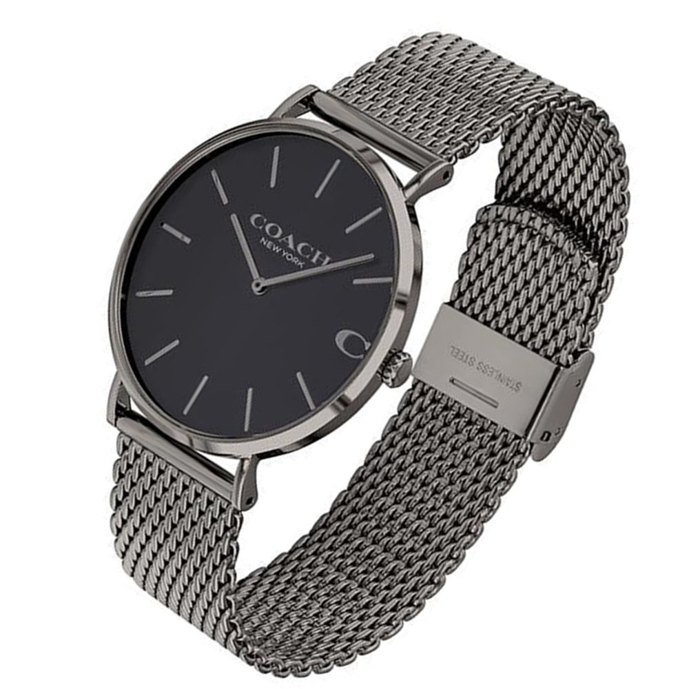 Coach Charles Black Dial Grey Mesh Bracelet Watch for Men - 14602145 Buy Now By Coach