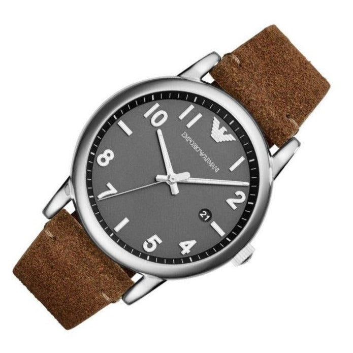 Emporio Armani Luigi Quartz Grey Dial Brown Leather Strap Watch For Men - AR11175 Buy Now By Emporio Armani