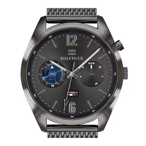 Tommy Hilfiger Deacon Multifunction Black Dial Black Mesh Bracelet Watch for Men - 1791546 Buy Now By Tommy Hilfiger