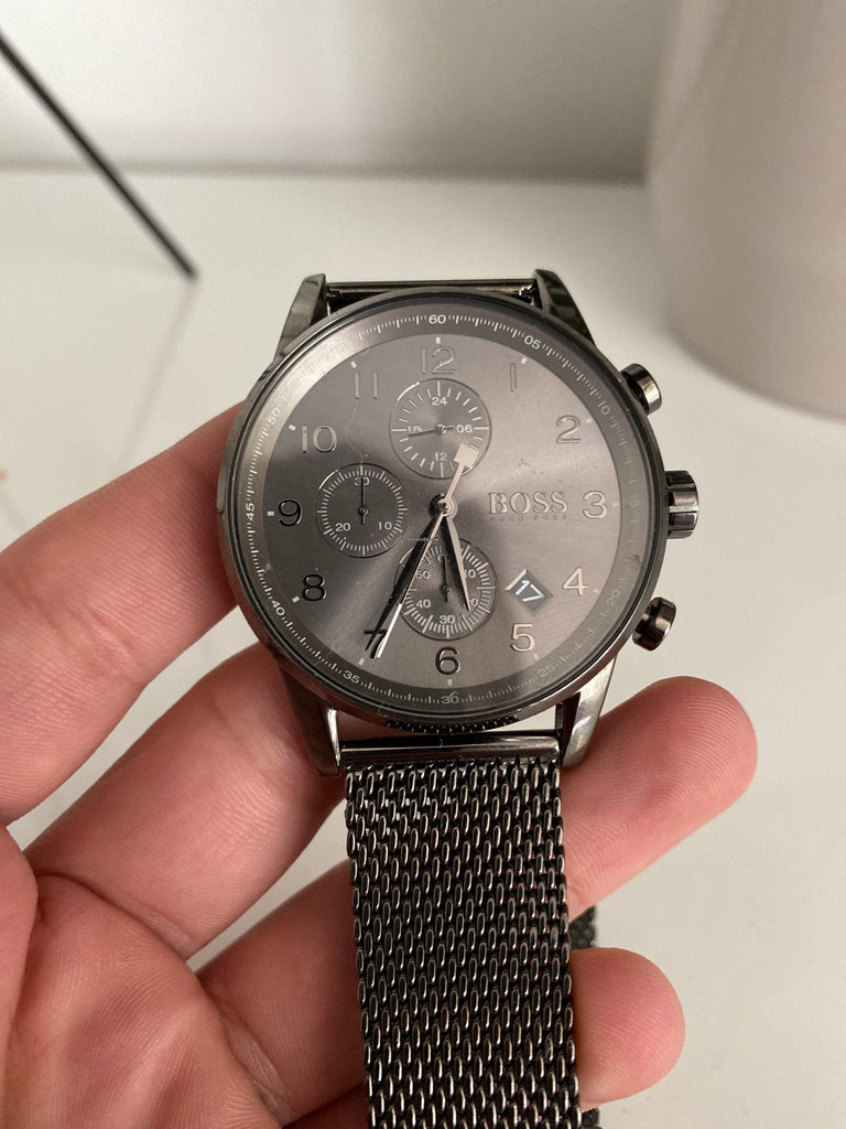 Hugo Boss Navigator Grey Dial Grey Mesh Bracelet Watch for Men - 1513674 Buy Now By Hugo Boss