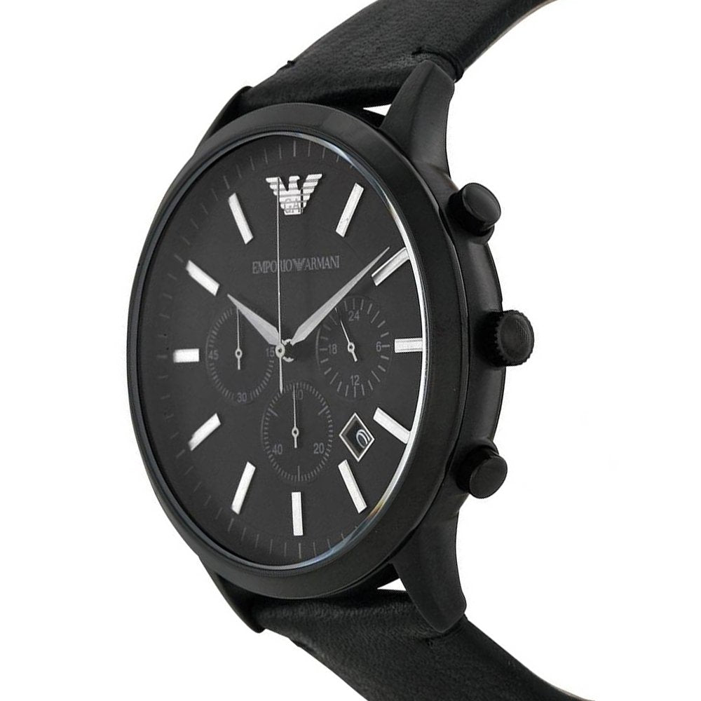 Emporio Armani Sportivo Chronograph Black Dial Black Leather Strap Watch For Men - AR2461 Buy Now By Emporio Armani