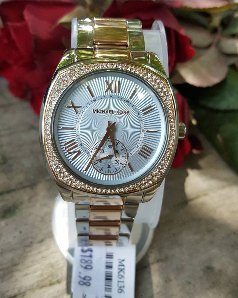 Michael Kors Bryn Quartz Blue Dial Two Tone Steel Strap Watch For Women - MK6136 Buy Now By Michael Kors