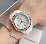 Emporio Armani Ceramica White Mother of Pearl Dial Stainless Steel Strap Watch For Women - AR1426 Buy Now By Emporio Armani