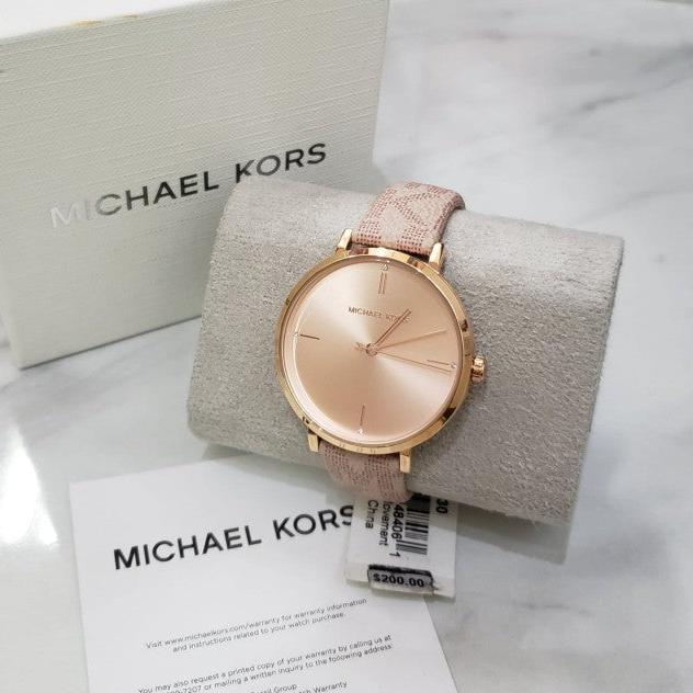Michael Kors Jayne Three Hand Rose Gold Dial Pink Leather Strap Watch For Women - MK7130 Buy Now By Michael Kors