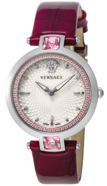 Versace Olympo Crystal Gleam White Dial Purple Leather Strap Watch for Women - VAN010016 Buy Now By Versace