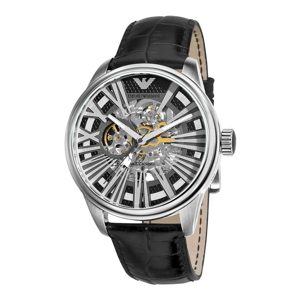 Emporio Armani Meccanico Automatic Black Dial Leather Strap Watch For Men - AR4629 Buy Now By Emporio Armani