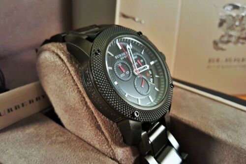 Burberry Sport Chronograph Black Dial Black Steel Strap Watch for Men - BU7703 Buy Now By Burberry