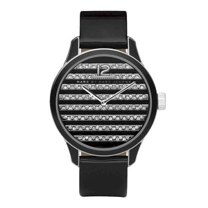 Marc Jacobs Lidia Stripe Glitz Black Dial Black Leather Strap Watch for Women - MBM1166 Buy Now By Marc Jacobs