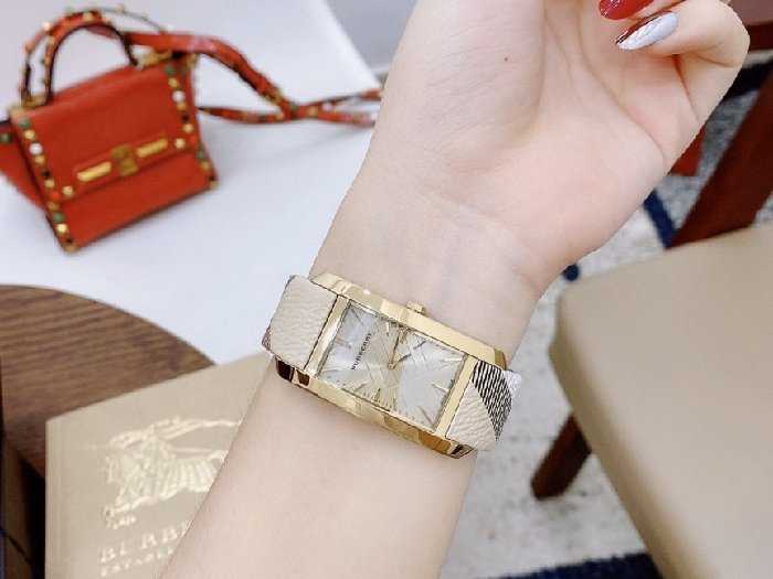 Burberry The Pioneer Rose Gold Dial Haymarket Brown Leather Strap Watch for Women - BU9408 Buy Now By Burberry