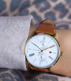 Tommy Hilfiger Jenna Quartz White Dial Brown Leather Strap Watch for Women - 1782073 Buy Now By Tommy Hilfiger