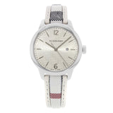 Burberry The Classic Guilloche Silver Dial Grey Leather Strap Watch for Women - BU10113 Buy Now By Burberry