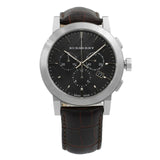 Burberry The City Chronograph Black Dial Black Leather Strap Watch for Men - BU9356 Buy Now By Burberry