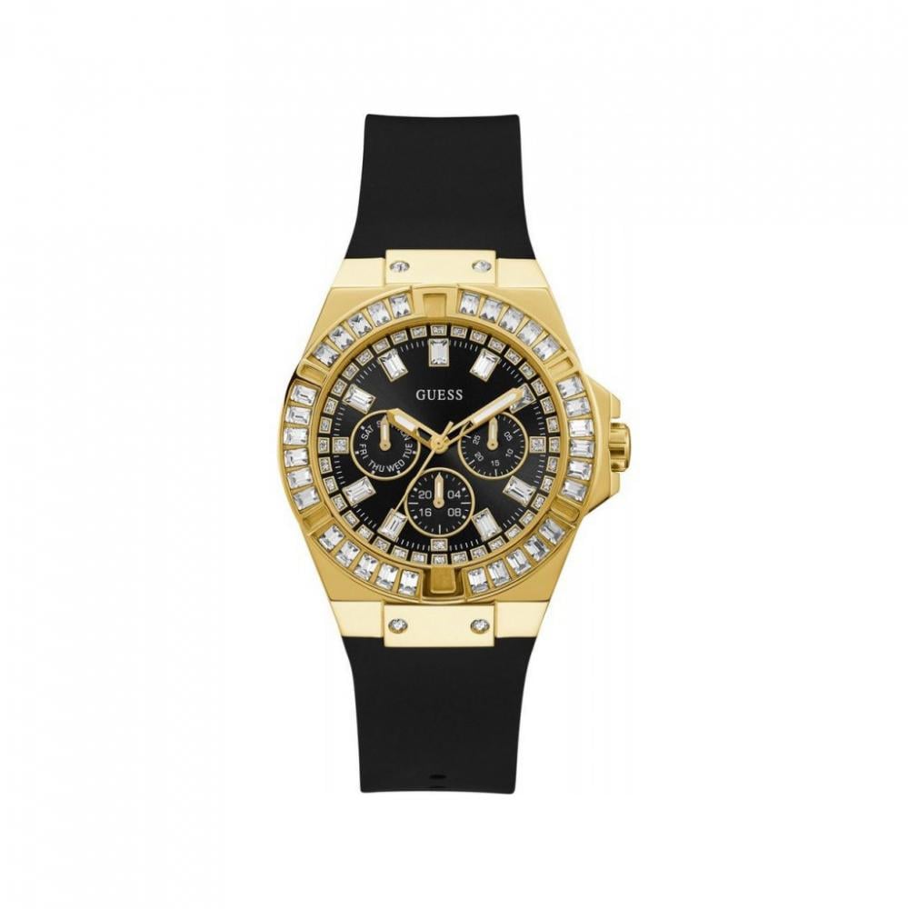 Guess Venus Diamonds Black Dial Black Rubber Strap Watch for Women - GW0118L1 Buy Now By Guess