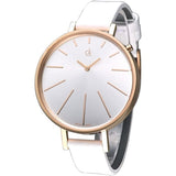 Calvin Klein Equal Silver Dial White Leather Strap Watch for Women - K3E236L6 Buy Now By Calvin Klein