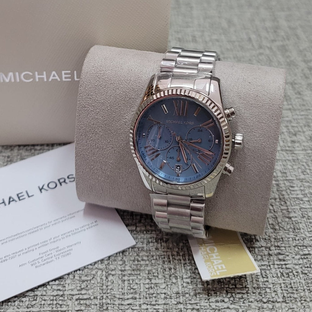 Michael Kors Lexington Chronograph Blue Dial Silver Steel Strap Watch For Women - MK7215 Buy Now By Michael Kors