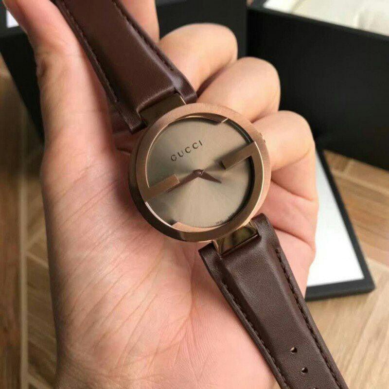 Gucci Interlocking Iconic Brown Dial Brown Leather Strap Watch For Women - YA133207 Buy Now By Gucci