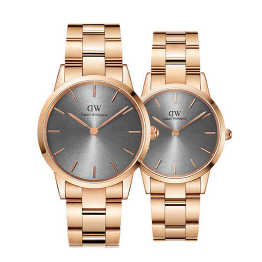 Daniel Wellington Iconic Link Grey Dial Rose Gold Steel Strap Watch For Women - DW00100332 Buy Now By Daniel Wellington