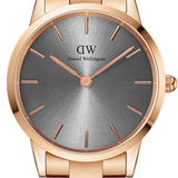 Daniel Wellington Iconic Link Grey Dial Rose Gold Steel Strap Watch For Women - DW00100332 Buy Now By Daniel Wellington