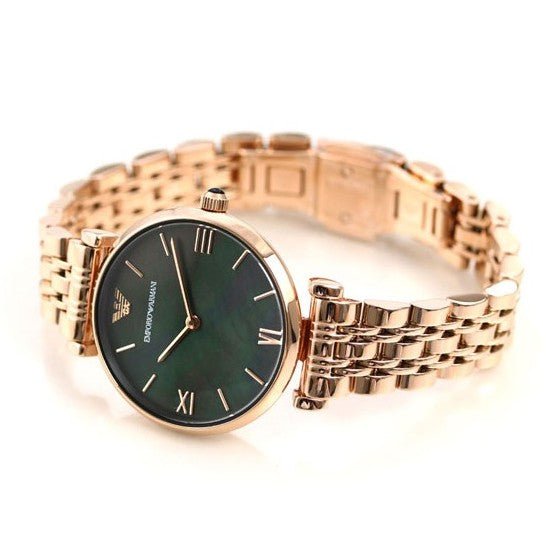 Emporio Armani Gianni T-Bar Black Dial Rose Gold Strap Watch For Women - AR11145 Buy Now By Emporio Armani