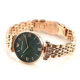 Emporio Armani Gianni T-Bar Black Dial Rose Gold Strap Watch For Women - AR11145 Buy Now By Emporio Armani