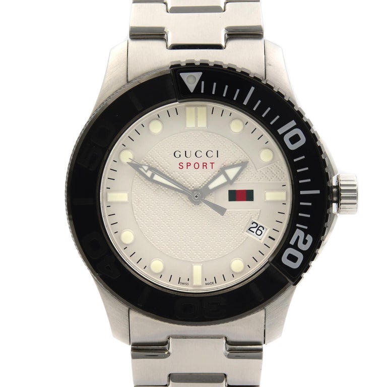 Gucci G Timeless Sport White Dial Silver Steel Strap Watch For Men - YA126250 Buy Now By Gucci
