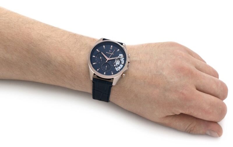 Tommy Hilfiger Baker Chronograph Quartz Blue Dial Blue Leather Strap Watch For Men - 1710451 Buy Now By Tommy Hilfiger