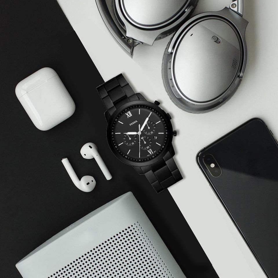 Fossil Neutra Chronograph Black Dial Black Steel Strap Watch for Men - FS5474 Buy Now By Fossil