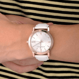 Burberry The City Diamonds White Dial White Leather Strap Watch for Women - BU9130 Buy Now By Burberry