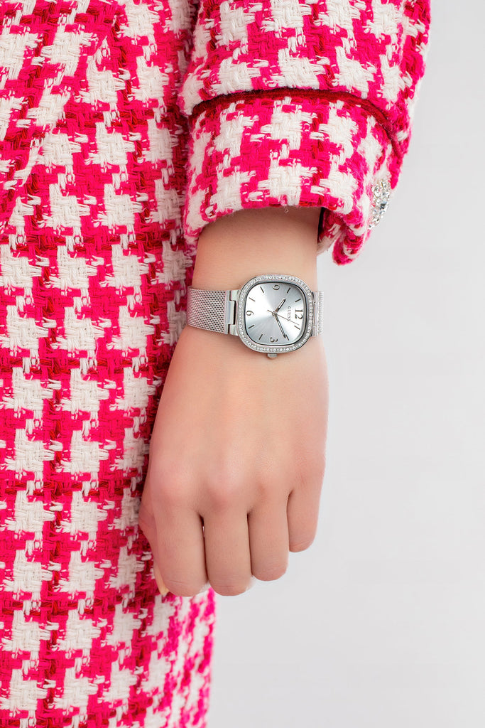 Guess Tapestry Diamonds Silver Dial Silver Mesh Bracelet Watch for Women - GW0354L1 Buy Now By Guess