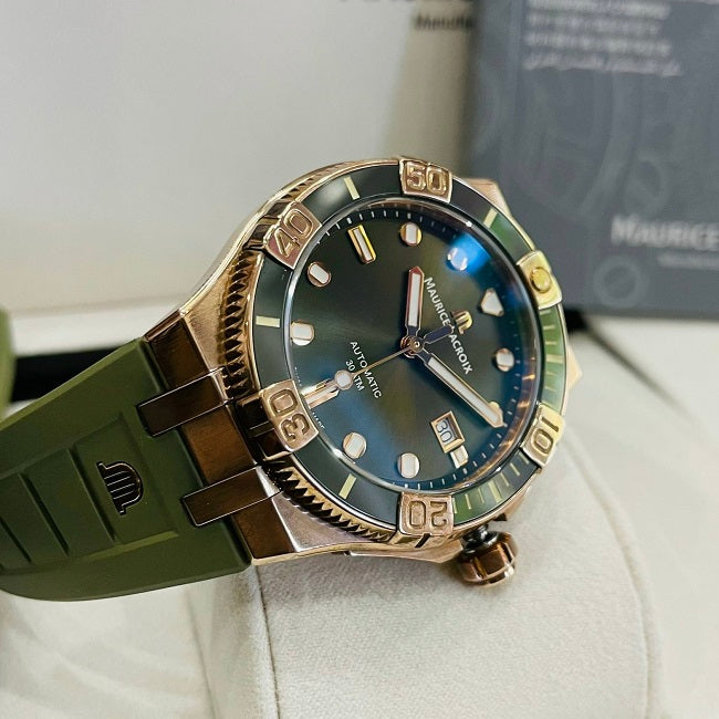 Maurice Lacroix Aikon Venturer Bronze Dial Green Rubber Strap Watch For Men - AI6058-BRZ01-630-1 Buy Now By Maurice Lacroix