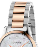 Gucci G Timeless Diamonds Mother of Pearl Dial Two Tone Steel Strap Watch For Women - YA126544 Buy Now By Gucci