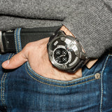 Diesel Little Daddy Black Dial Black Leather Strap Watch For Men - DZ7256 Buy Now By Diesel