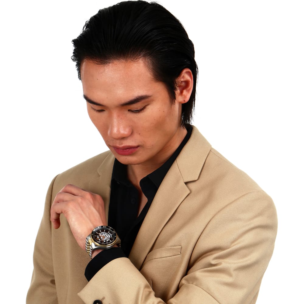 Maserati SFIDA Automatic Skeleton Black Dial Two Tone Steel Strap Watch For Men - R8823140010 Buy Now By Maserati