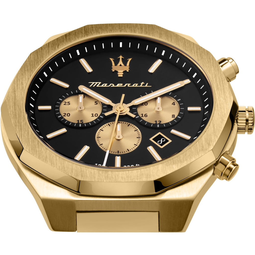 Maserati Stile 45mm Chronograph Black Dial Gold Steel Strap Watch For Men - R8873642001 Buy Now By Maserati