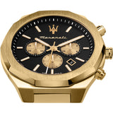 Maserati Stile 45mm Chronograph Black Dial Gold Steel Strap Watch For Men - R8873642001 Buy Now By Maserati
