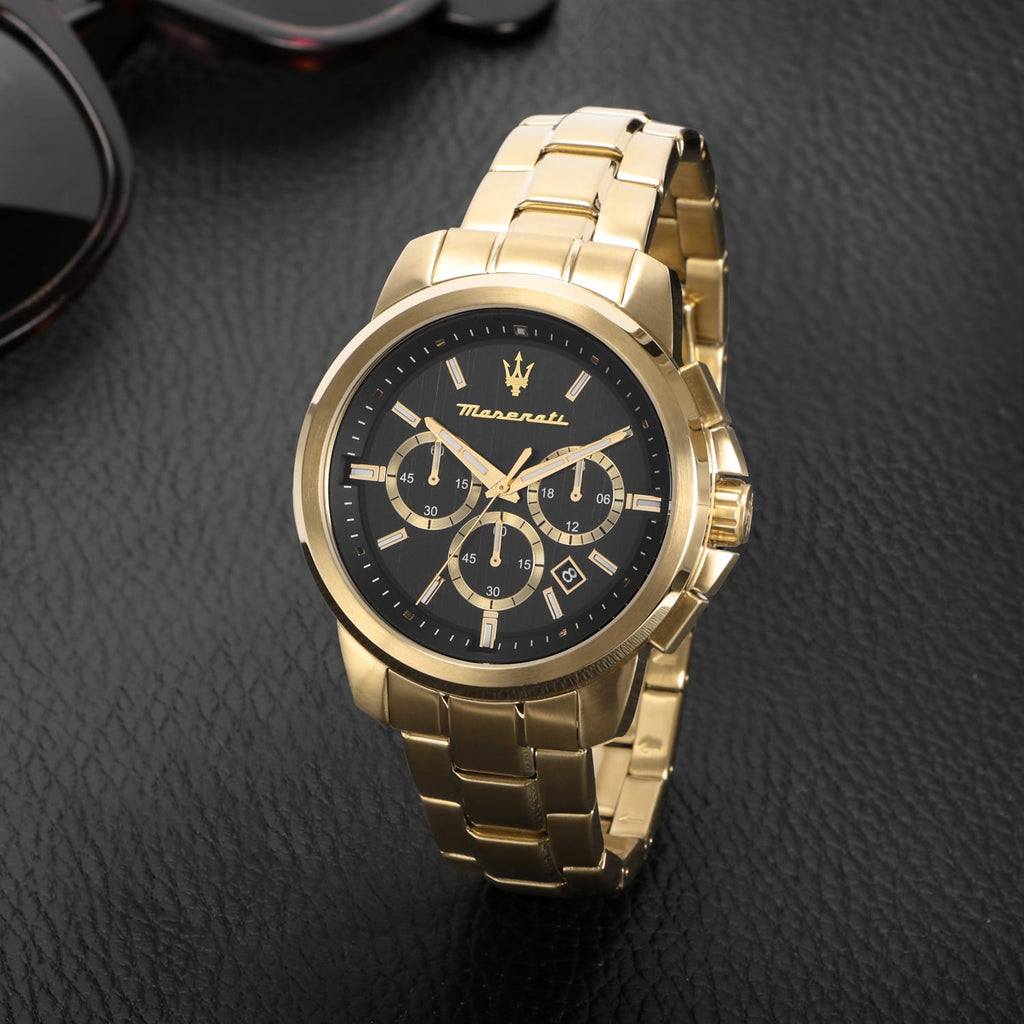 Maserati Successo 44mm Black Dial Gold Stainless Steel Strap Watch For Men - R8873621013 Buy Now By Maserati