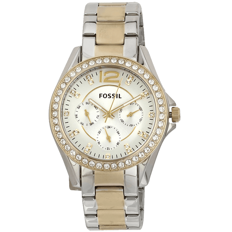 Fossil Riley White Dial Two Tone Steel Strap Watch for Women - ES3204 Buy Now By Fossil
