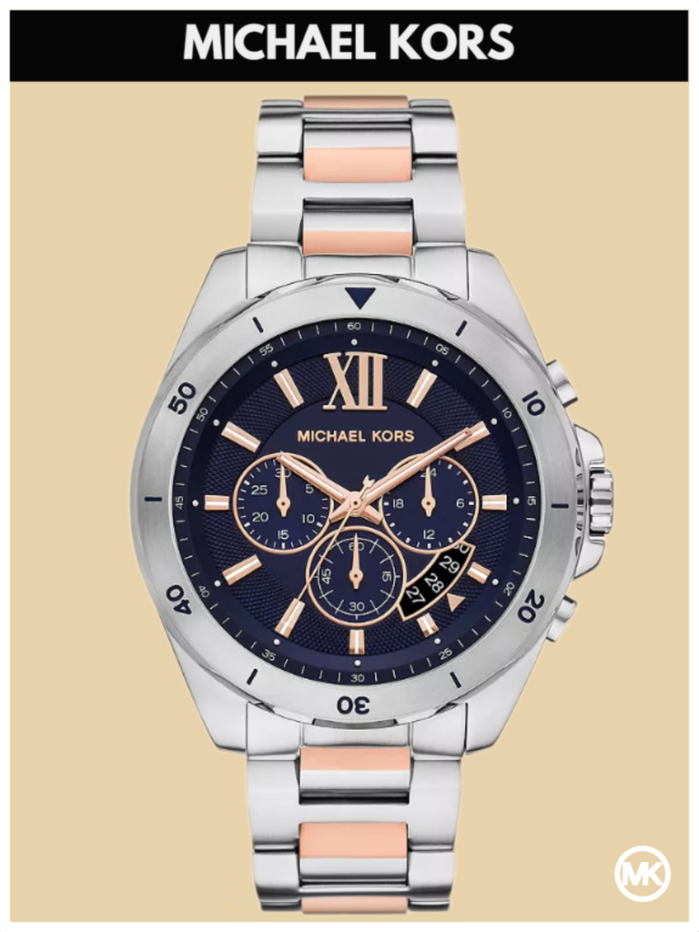 Michael Kors Brecken Chronograph Blue Dial Two Tone Steel Strap Watch For Men - MK9065 Buy Now By Michael Kors