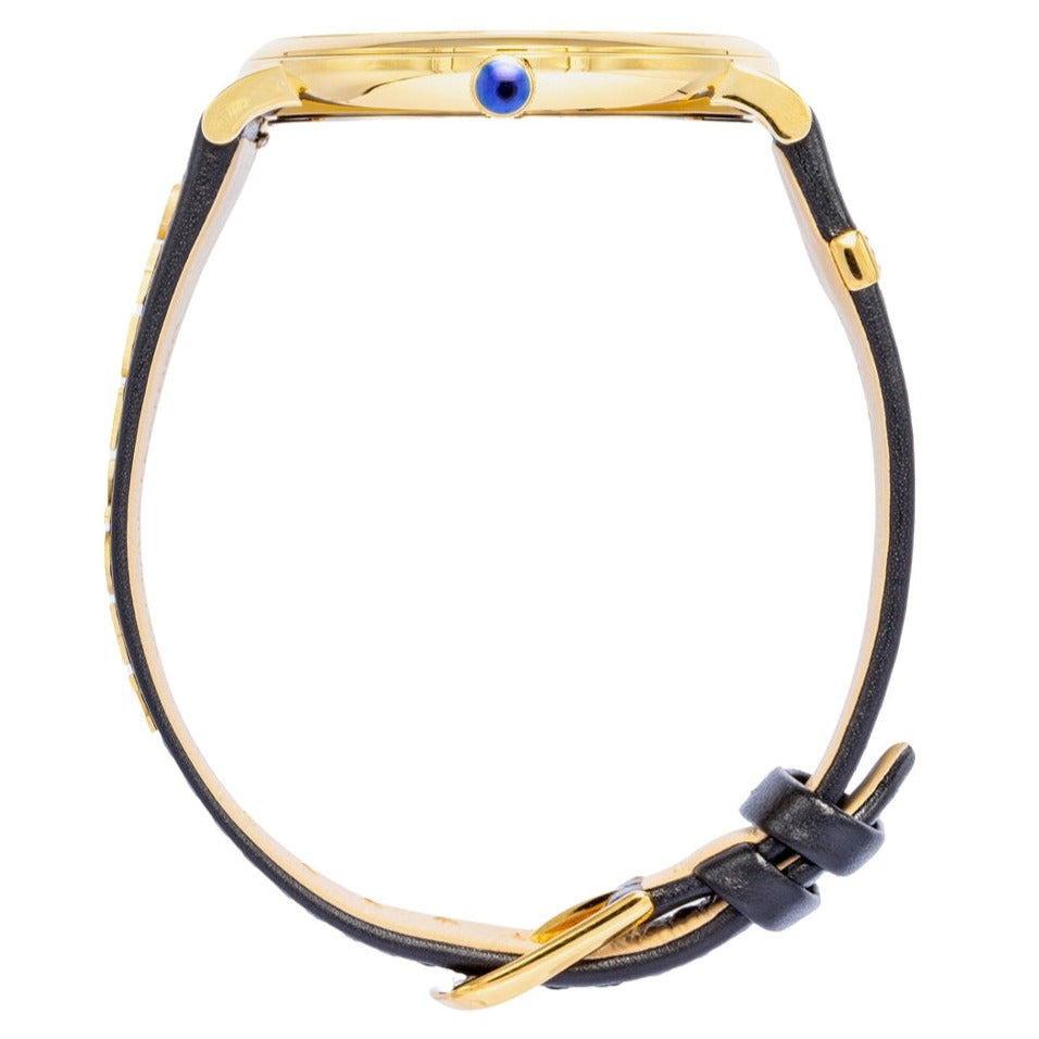 Versace V-Circle Manifesto Edition Black Dial Black Leather Strap Watch for Men - VBQ050017 Buy Now By Versace