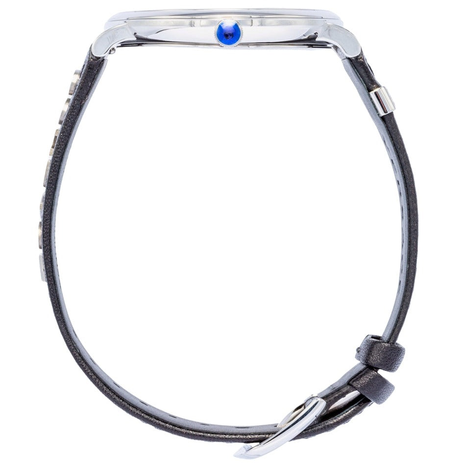 Versace V-Circle Black Manifesto Courage Quartz Silver Dial Black Leather Strap Watch for Men - VBQ080017 Buy Now By Versace