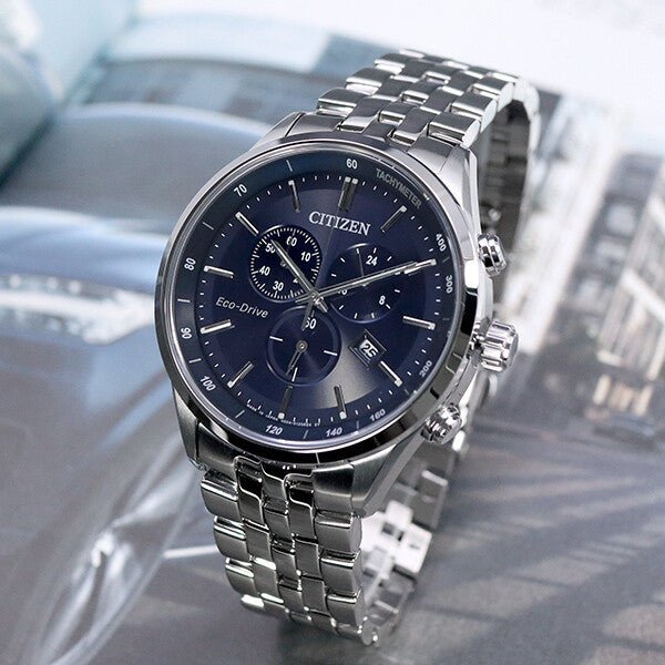 Citizen Eco Drive Chronograph Blue Dial Silver Steel Strap Watch For Men - AT2140-55L Buy Now By Citizen