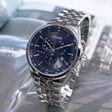 Citizen Eco Drive Chronograph Blue Dial Silver Steel Strap Watch For Men - AT2140-55L Buy Now By Citizen