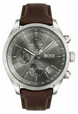Hugo Boss Grand Prix Grey Dial Brown Leather Strap Watch for Men - 1513476 Buy Now By Hugo Boss