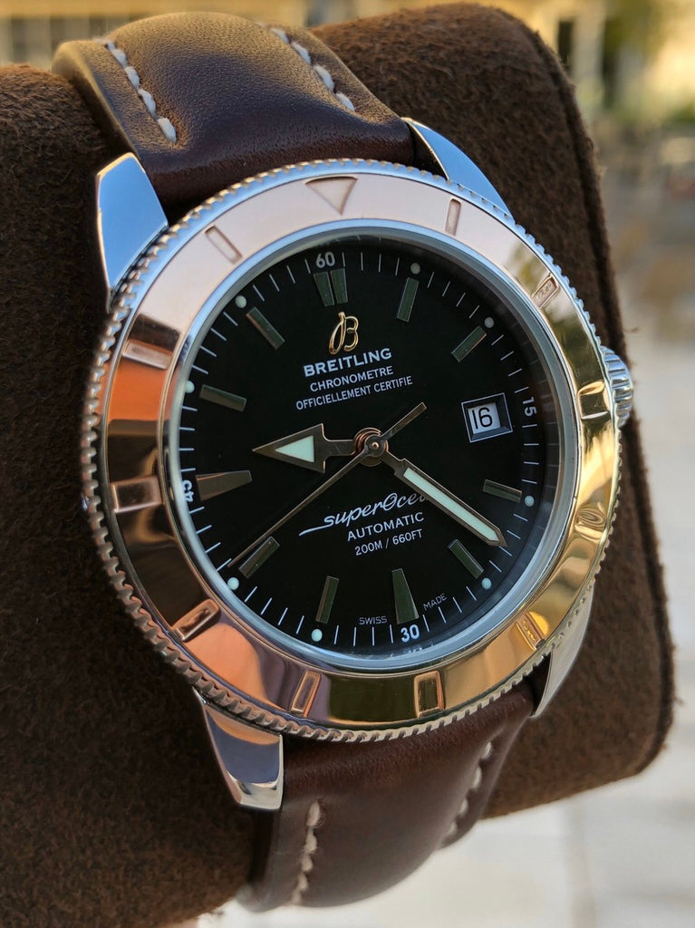 Breitling Superocean Heritage 42mm Rose Gold Chronometer Black Dial Brown Leather Strap Mens Watch - U1732112 Buy Now By Breitling
